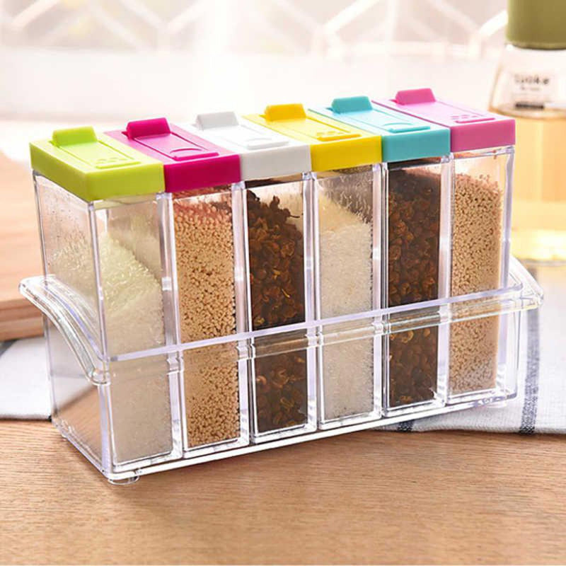 6 PCs Plastic Spice Seasoning  Plastic Storage Container