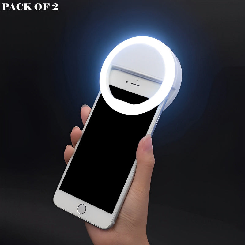 Pack Of 2 Mini Portable USB Rechargeable Selfie Ring Light With 3 Brightness