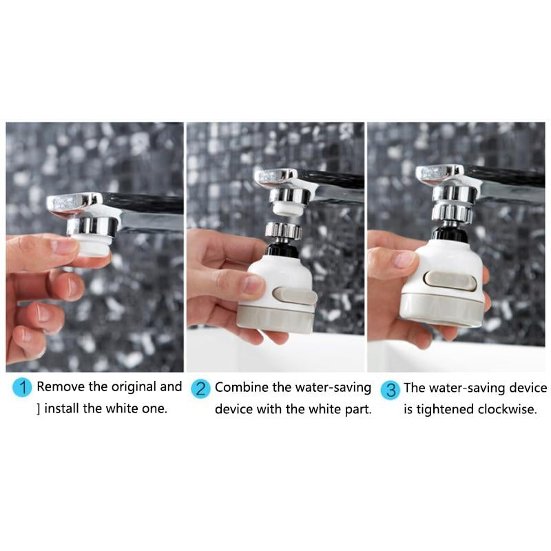 Pack Of 3 Removable Kitchen Tap Heads- Universal 360 Degree Rotatable Faucet Water Sprayers With Anti-Splash Design