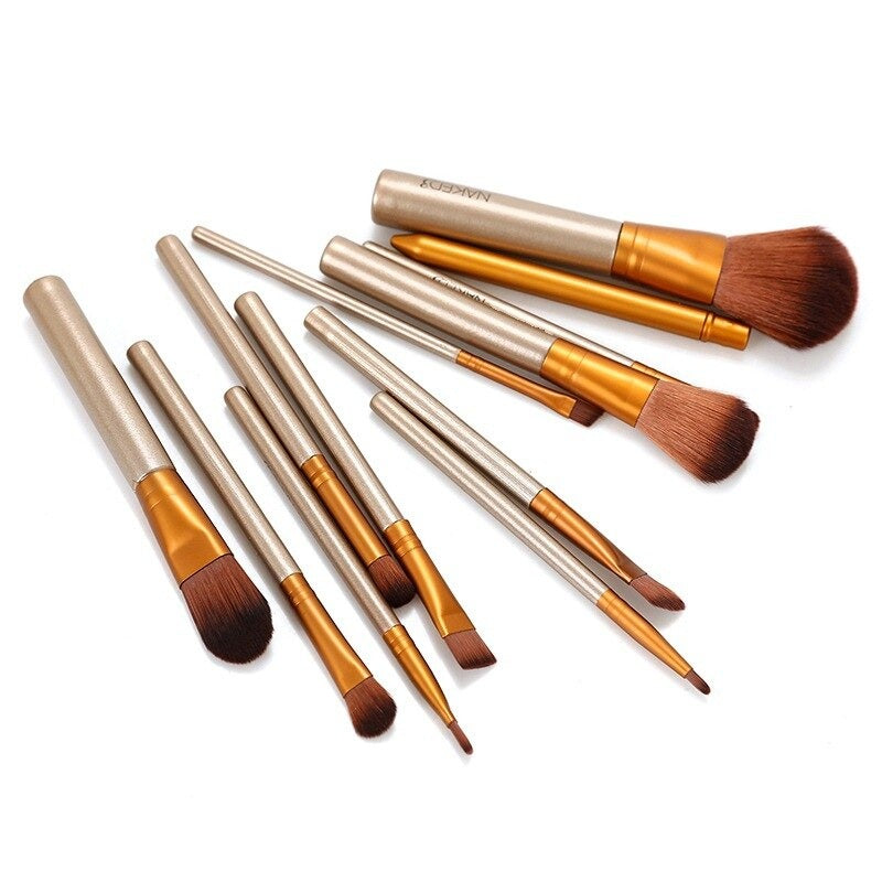 12pcs Aluminium Box Makeup Brushes Set