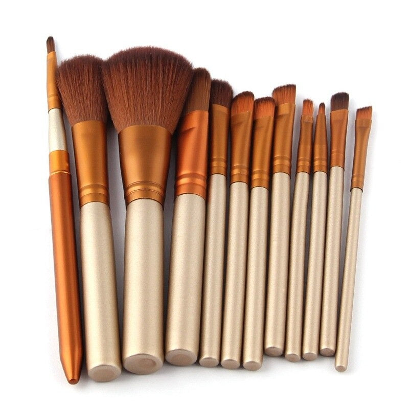 12pcs Aluminium Box Makeup Brushes Set