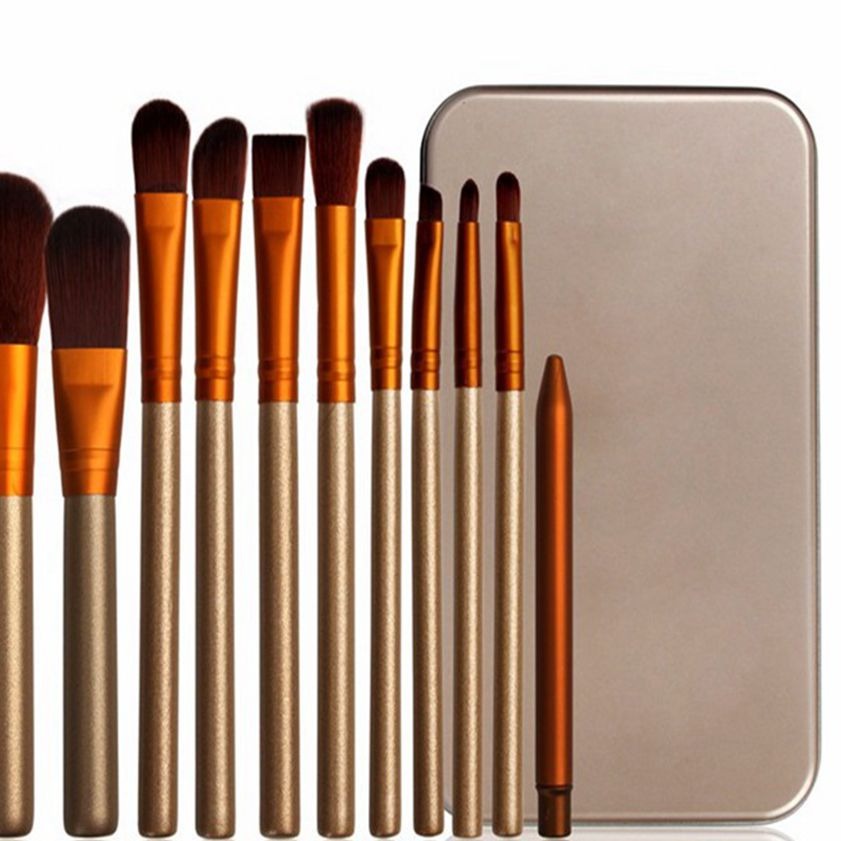 12pcs Aluminium Box Makeup Brushes Set