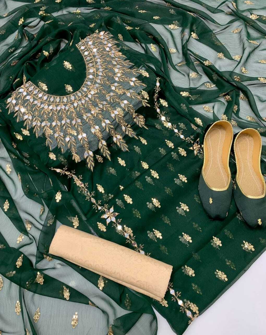 Unstitched Kameez and Shalwar with Dupatta and Khusa - Elegance Redefined