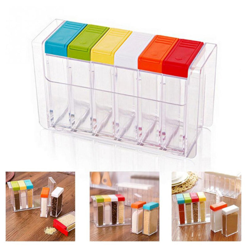 6 PCs Plastic Spice Seasoning  Plastic Storage Container