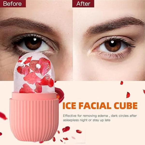 Silicone Cube Tray Shape Face Facial Ice Roller | Massage Face Roller | Frozen Facial Reusable Ice Face Roller Skincare Tool