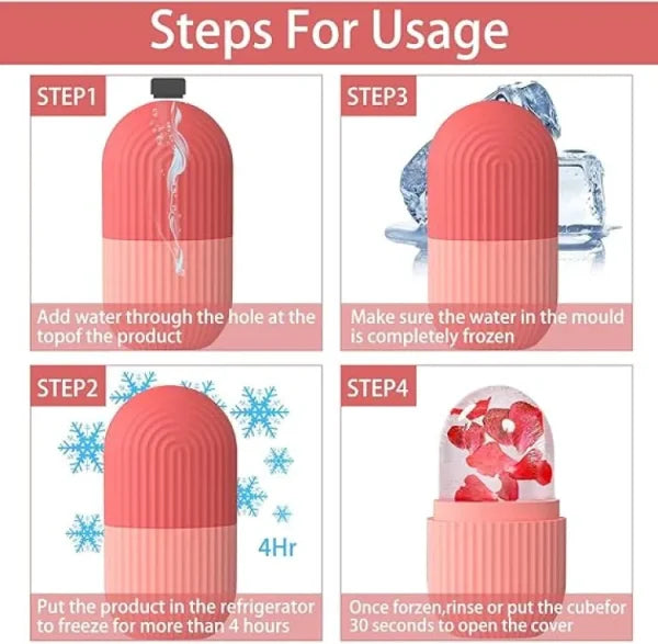 Silicone Cube Tray Shape Face Facial Ice Roller | Massage Face Roller | Frozen Facial Reusable Ice Face Roller Skincare Tool