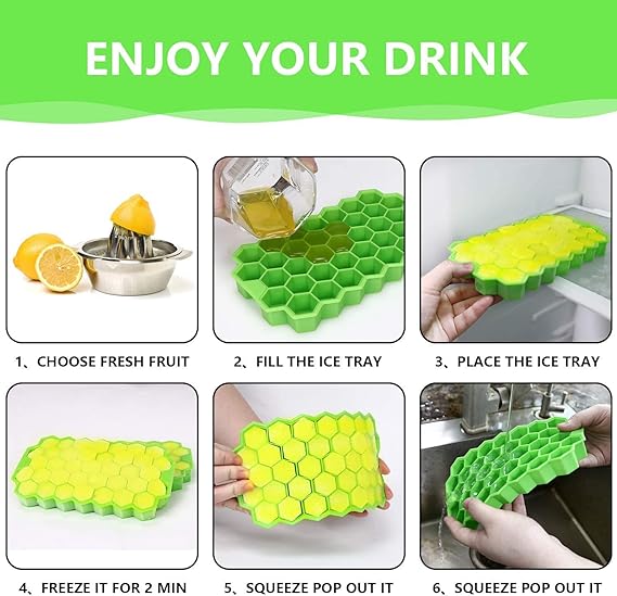 Silicone Ice Tray With Cap Push Pop Out Round Mini Ice Cube Trays With Plastic Cover Flexible Silicone Bottom