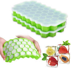 Silicone Ice Tray With Cap Push Pop Out Round Mini Ice Cube Trays With Plastic Cover Flexible Silicone Bottom